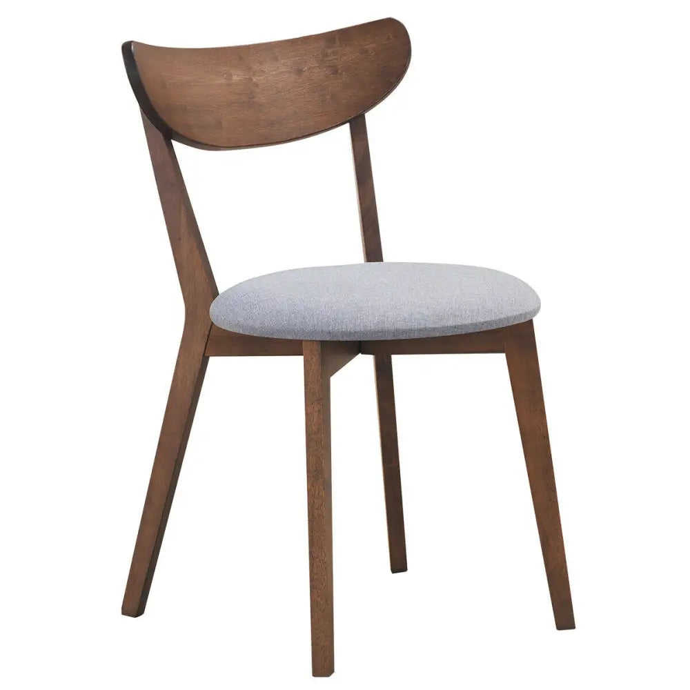 Set of 2 Dining Chairs Upholstered Curved Back Side - Walnut - Dining Chairs