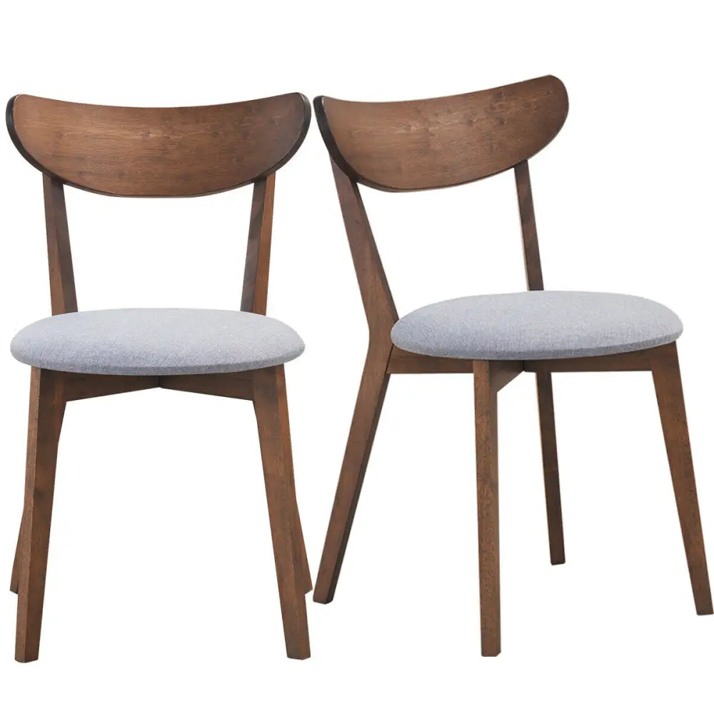 Set of 2 Dining Chairs Upholstered Curved Back Side - Walnut - Dining Chairs