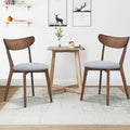 Set of 2 Dining Chairs Upholstered Curved Back Side - Walnut - Dining Chairs