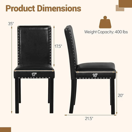 Set of 2 Dining Chairs with Solid Rubber and Wood Legs - Dining Chairs