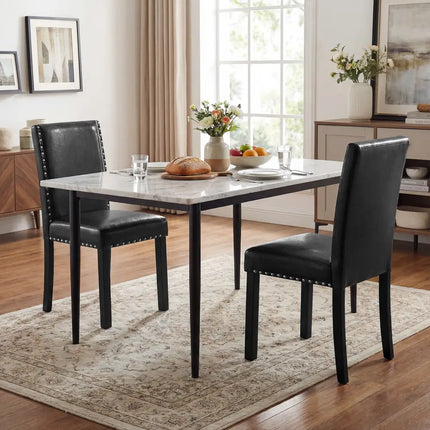 Set of 2 Dining Chairs with Solid Rubber and Wood Legs - Dining Chairs