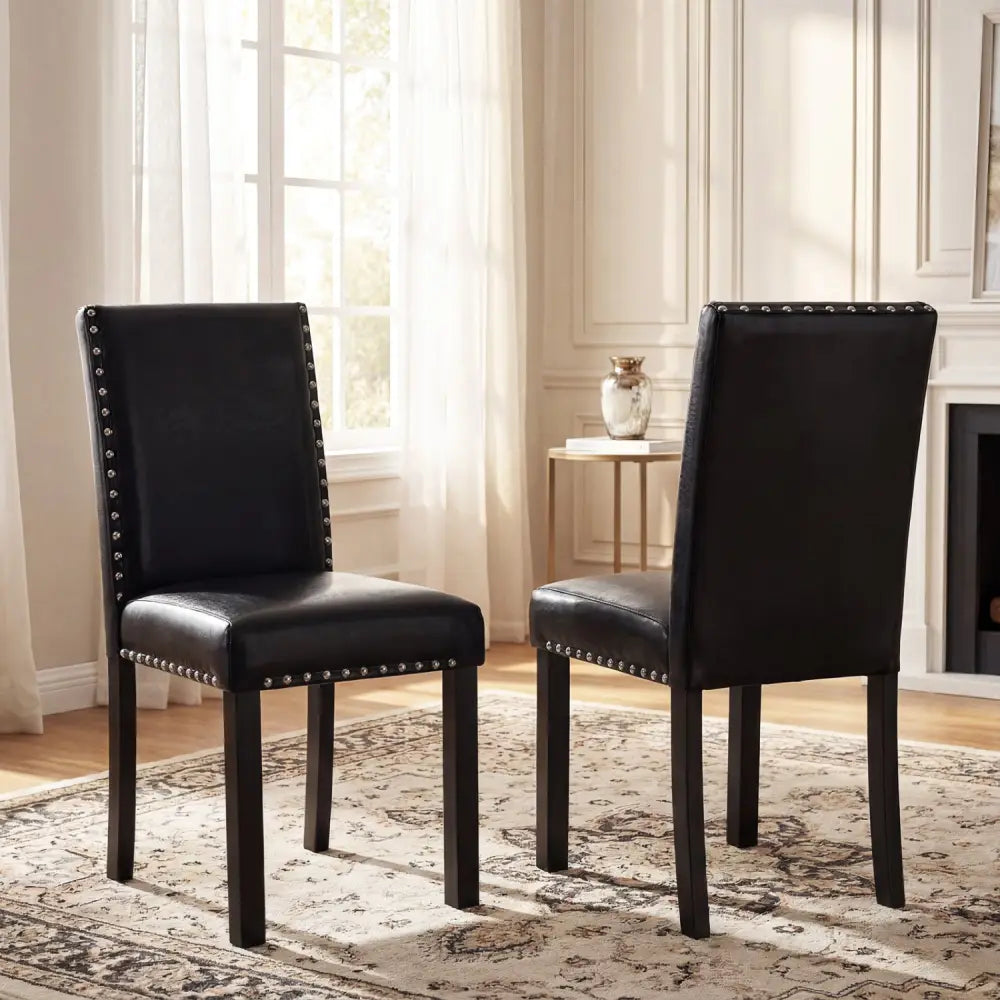 Set of 2 Dining Chairs with Solid Rubber and Wood Legs - Dining Chairs