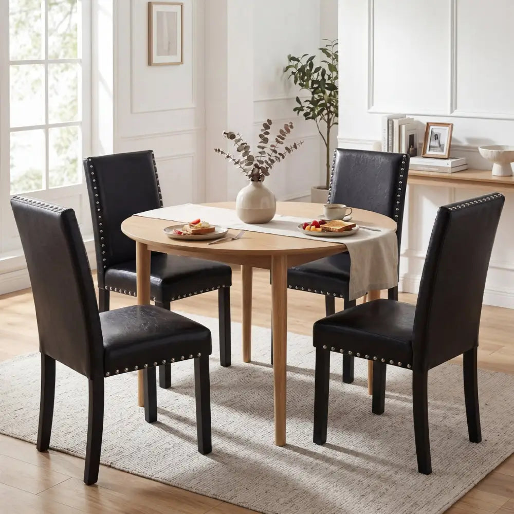 Set of 2 Dining Chairs with Solid Rubber and Wood Legs - Dining Chairs
