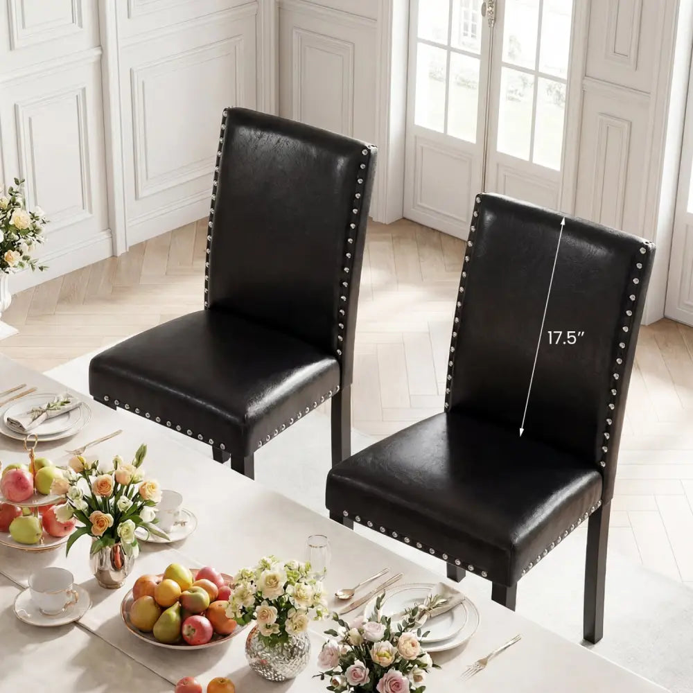 Set of 2 Dining Chairs with Solid Rubber and Wood Legs - Dining Chairs