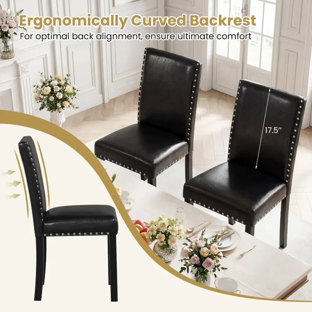 Set of 2 Dining Chairs with Solid Rubber and Wood Legs - Dining Chairs