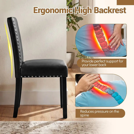 Set of 2 Dining Chairs with Solid Rubber and Wood Legs - Dining Chairs