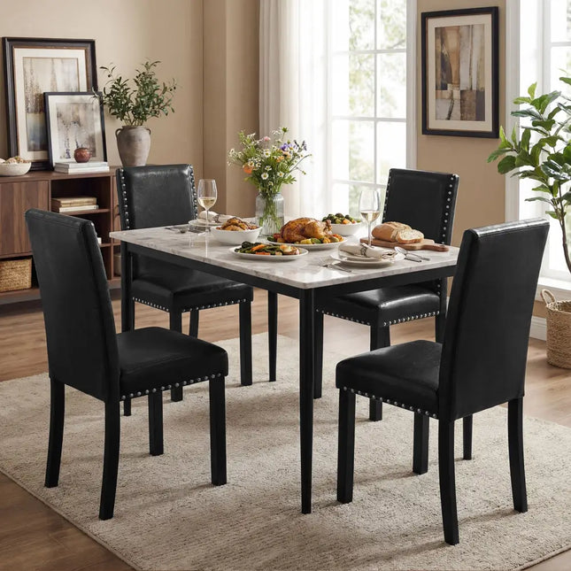 Set of 2 Dining Chairs with Solid Rubber and Wood Legs - Dining Chairs