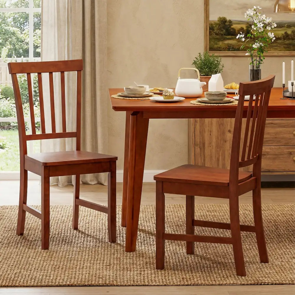 Set of 2 Dining Chairs with Solid Wooden Legs - Walnut - Dining Chairs