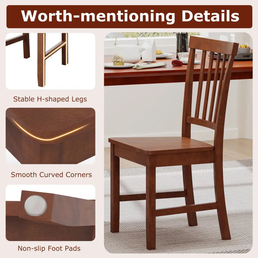 Set of 2 Dining Chairs with Solid Wooden Legs - Walnut - Dining Chairs