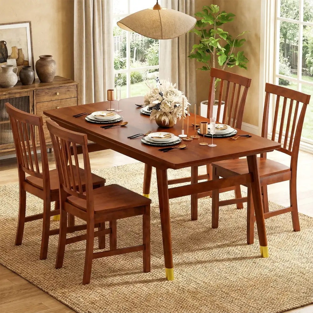 Set of 2 Dining Chairs with Solid Wooden Legs - Walnut - Dining Chairs