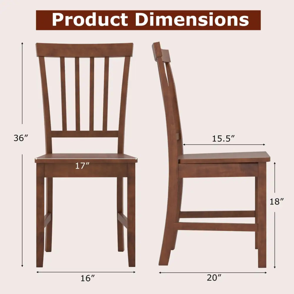 Set of 2 Dining Chairs with Solid Wooden Legs - Walnut - Dining Chairs