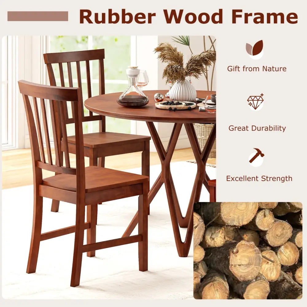 Set of 2 Dining Chairs with Solid Wooden Legs - Walnut - Dining Chairs