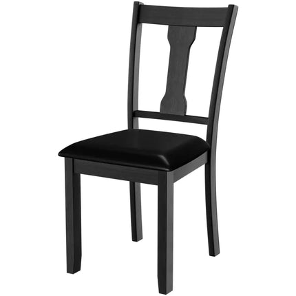 Set of 2 Dining Room Chair with Rubber Wood Frame and Upholstered Padded Seat-Black - Black - Dining Chairs