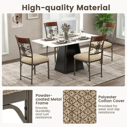 Set of 2 Dining Room Chairs Armless Kitchen Chairs Set with Seat Cushion-Brown - Brown - Dining Chairs