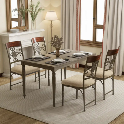 Set of 2 Dining Room Chairs Armless Kitchen Chairs Set with Seat Cushion-Brown - Brown - Dining Chairs
