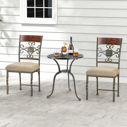 Set of 2 Dining Room Chairs Armless Kitchen Chairs Set with Seat Cushion-Brown - Brown - Dining Chairs