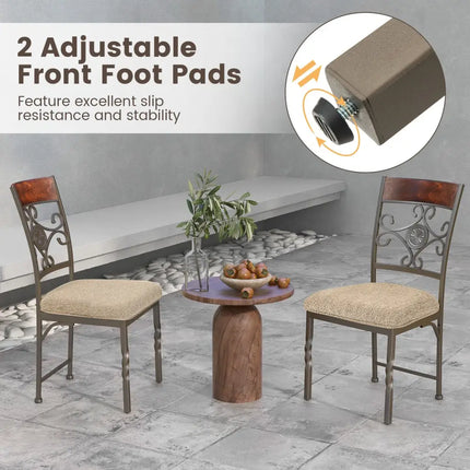 Set of 2 Dining Room Chairs Armless Kitchen Chairs Set with Seat Cushion-Brown - Brown - Dining Chairs