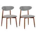 Set of 2 Fabric Upholstered Dining Chairs with Curved Backs-Gray - Gray - Dining Chairs