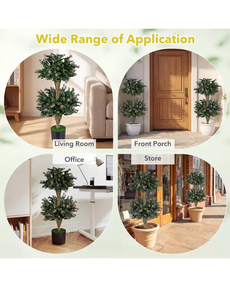 Set of 2 Faux Bush Plant with 41 Blossoms for Home - Purple - Faux Plants