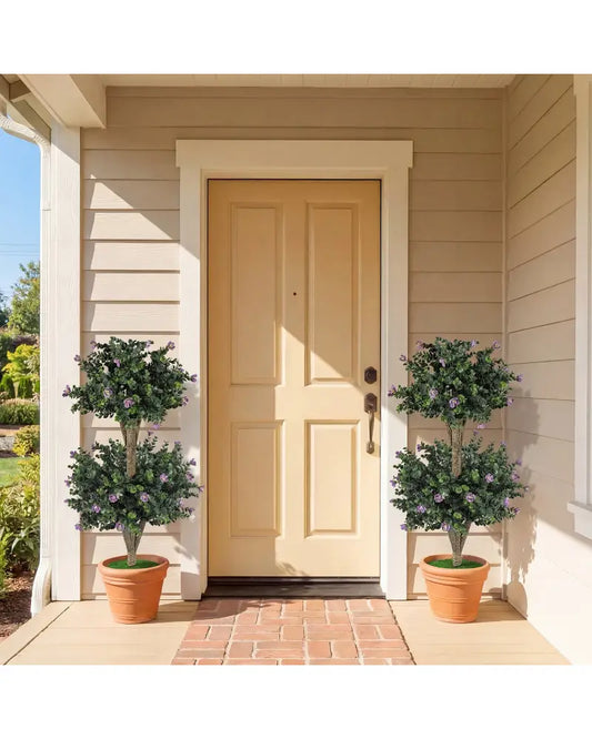 Set of 2 Faux Bush Plant with 41 Blossoms for Home - Purple - Faux Plants