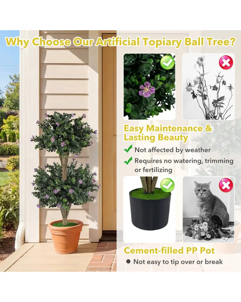 Set of 2 Faux Bush Plant with 41 Blossoms for Home - Purple - Faux Plants