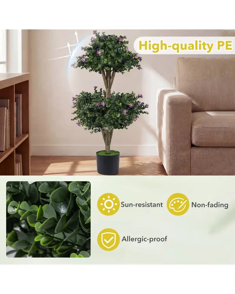 Set of 2 Faux Bush Plant with 41 Blossoms for Home - Purple - Faux Plants