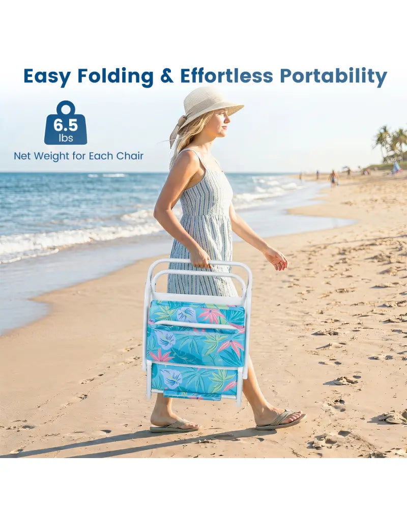 Set of 2 Folding Beach Chairs with Sponge Padded Seat for Camping-Color - Color - Beach & Lawn Chairs