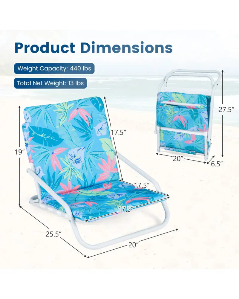 Set of 2 Folding Beach Chairs with Sponge Padded Seat for Camping-Color - Color - Beach & Lawn Chairs