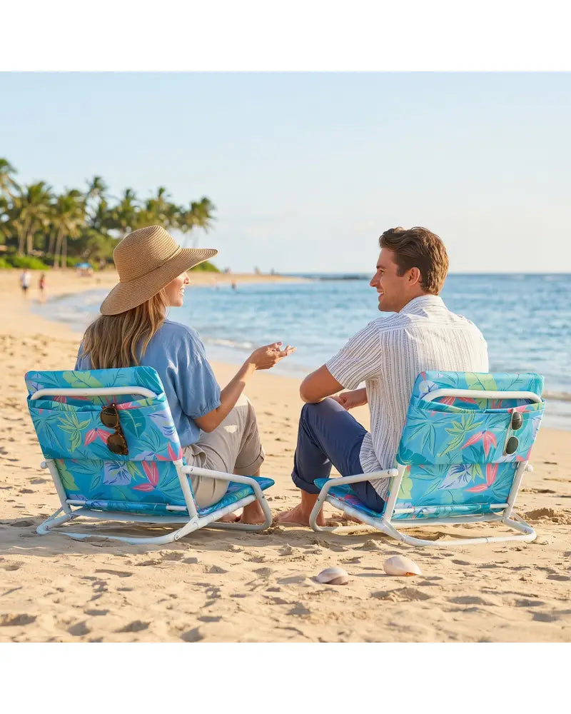 Set of 2 Folding Beach Chairs with Sponge Padded Seat for Camping-Color - Color - Beach & Lawn Chairs