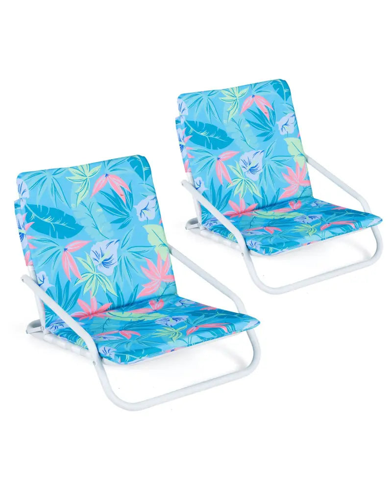 Set of 2 Folding Beach Chairs with Sponge Padded Seat for Camping-Color - Color - Beach & Lawn Chairs