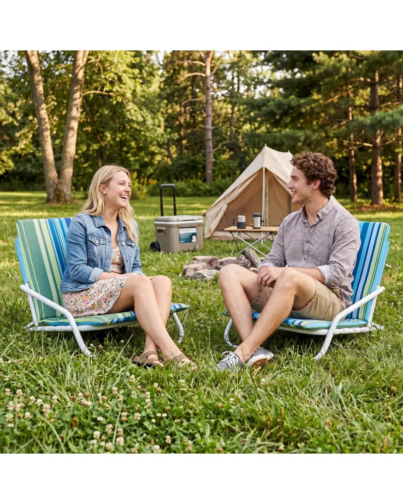 Set of 2 Folding Beach Chairs with Sponge Padded Seat for Camping-Navy - Navy - Beach & Lawn Chairs
