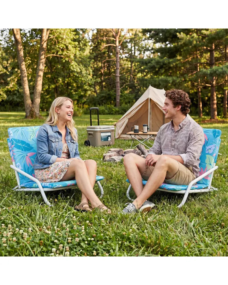 Set of 2 Folding Beach Chairs with Sponge Padded Seat for Camping-Color - Color - Beach & Lawn Chairs