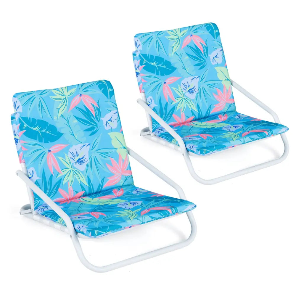 Set of 2 Folding Beach Chairs with Sponge Padded Seat for Camping-Color - Color - Beach & Lawn Chairs
