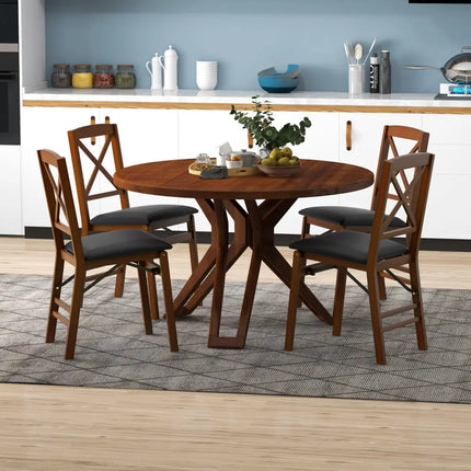 Set of 2 Folding Dining Chairs with 400 LBS Capacity-Brown - Brown - Dining Chairs