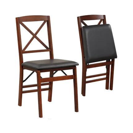 Set of 2 Folding Dining Chairs with 400 LBS Capacity-Brown - Brown - Dining Chairs