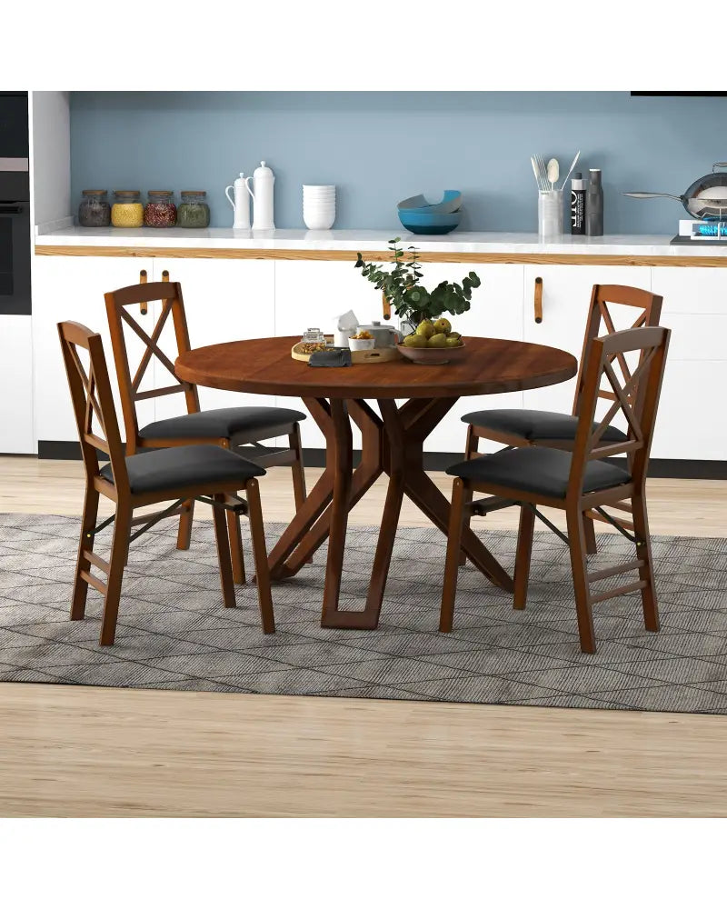 Set of 2 Folding Dining Chairs with 400 LBS Capacity-Brown - Brown - Dining Chairs