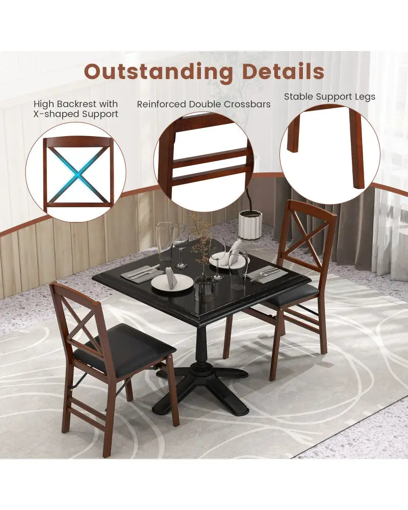 Set of 2 Folding Dining Chairs with 400 LBS Capacity-Brown - Brown - Dining Chairs
