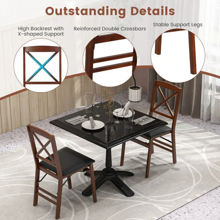 Set of 2 Folding Dining Chairs with 400 LBS Capacity-Brown - Brown - Dining Chairs