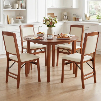 Set of 2 Folding Dining Chairs with Padded Seat and High Backrest - Walnut - Oasis Home Essentials