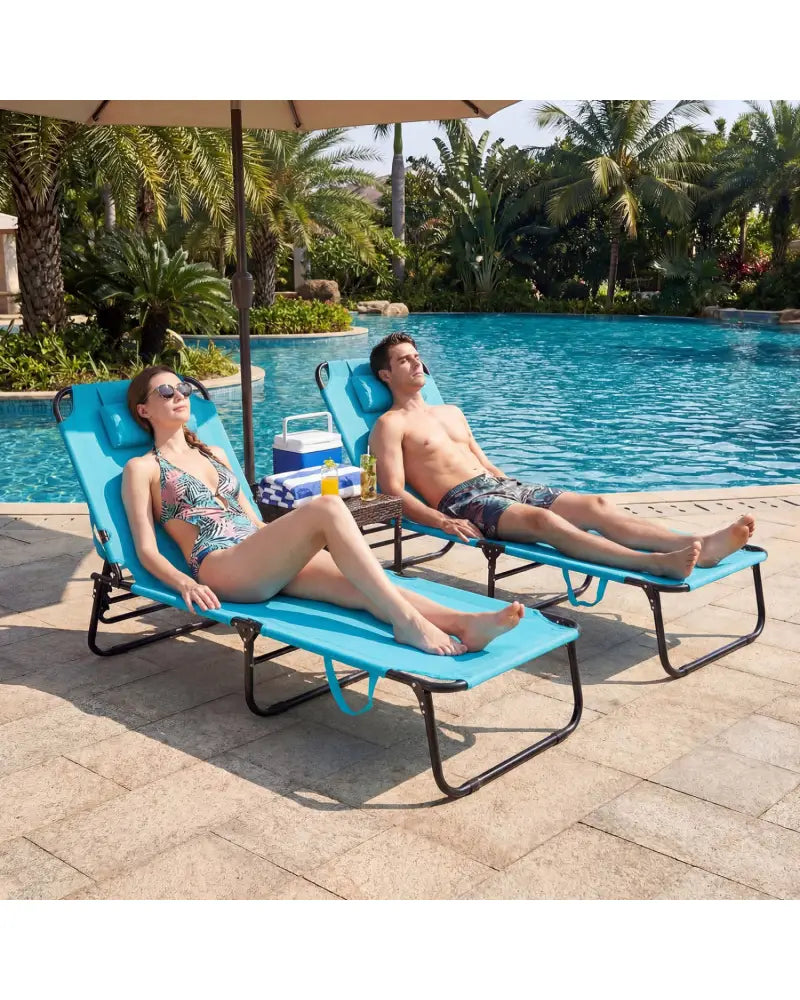Set of 2 Folding Face Down Tanning Chair with Face Hole 3 Removable Pillows-Navy - Navy - Outdoor Chaise Lounges
