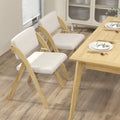 Set of 2 Folding Kitchen Dining Chairs with Rubber Wood Legs-Natural - Natural - Dining Chairs