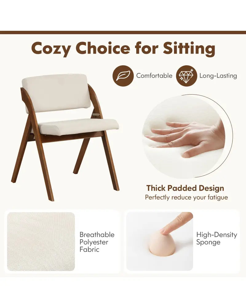 Set of 2 Folding Kitchen Dining Chairs with Rubber Wood Legs-Walnut - Walnut - Dining Chairs