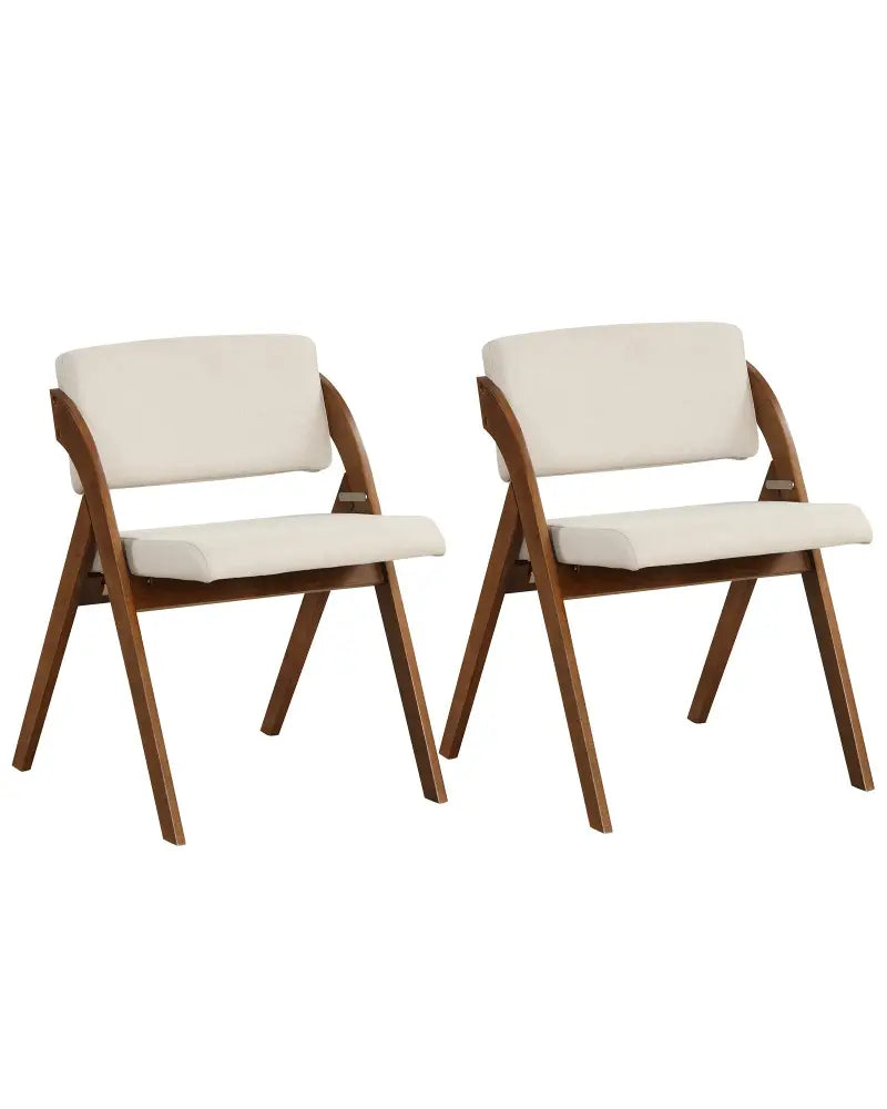 Set of 2 Folding Kitchen Dining Chairs with Rubber Wood Legs-Walnut - Walnut - Dining Chairs
