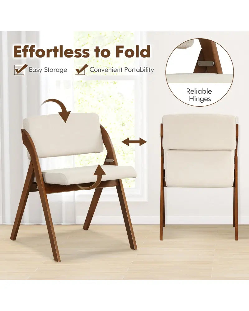 Set of 2 Folding Kitchen Dining Chairs with Rubber Wood Legs-Walnut - Walnut - Dining Chairs