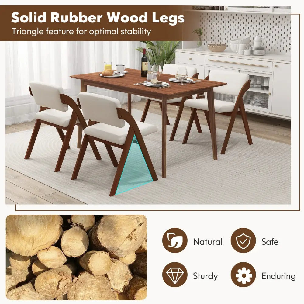Set of 2 Folding Kitchen Dining Chairs with Rubber Wood Legs-Walnut - Walnut - Dining Chairs