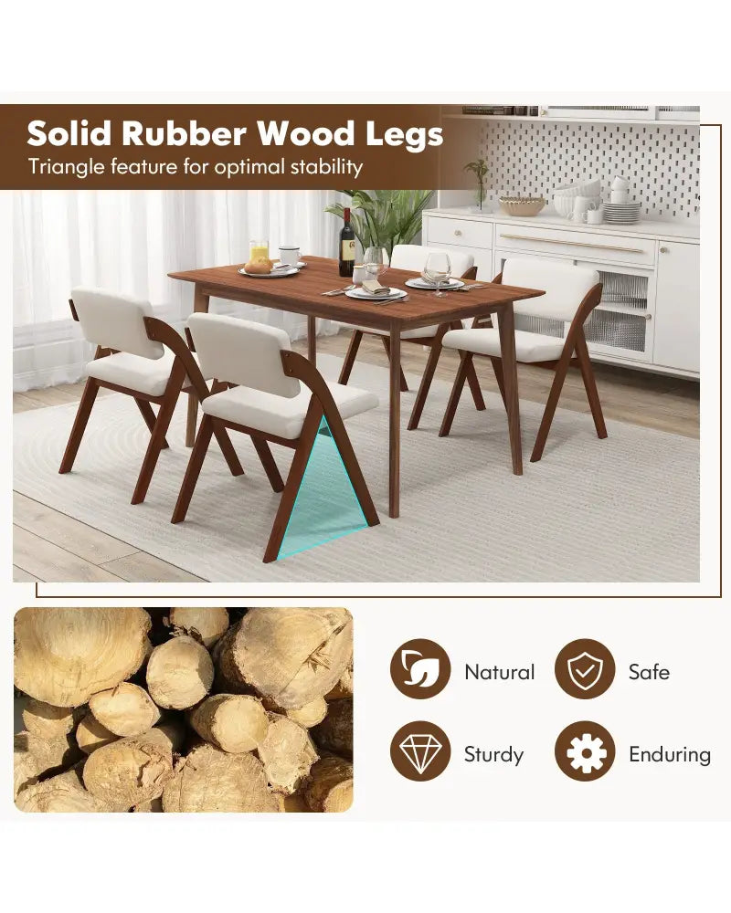 Set of 2 Folding Kitchen Dining Chairs with Rubber Wood Legs-Walnut - Walnut - Dining Chairs