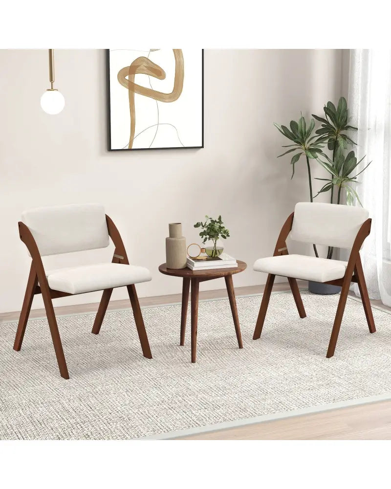 Set of 2 Folding Kitchen Dining Chairs with Rubber Wood Legs-Walnut - Walnut - Dining Chairs