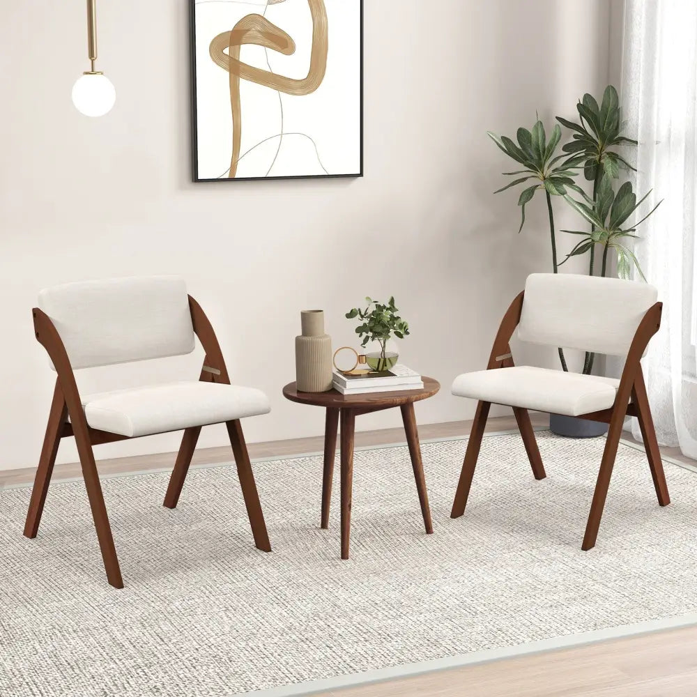 Set of 2 Folding Kitchen Dining Chairs with Rubber Wood Legs-Walnut - Walnut - Dining Chairs