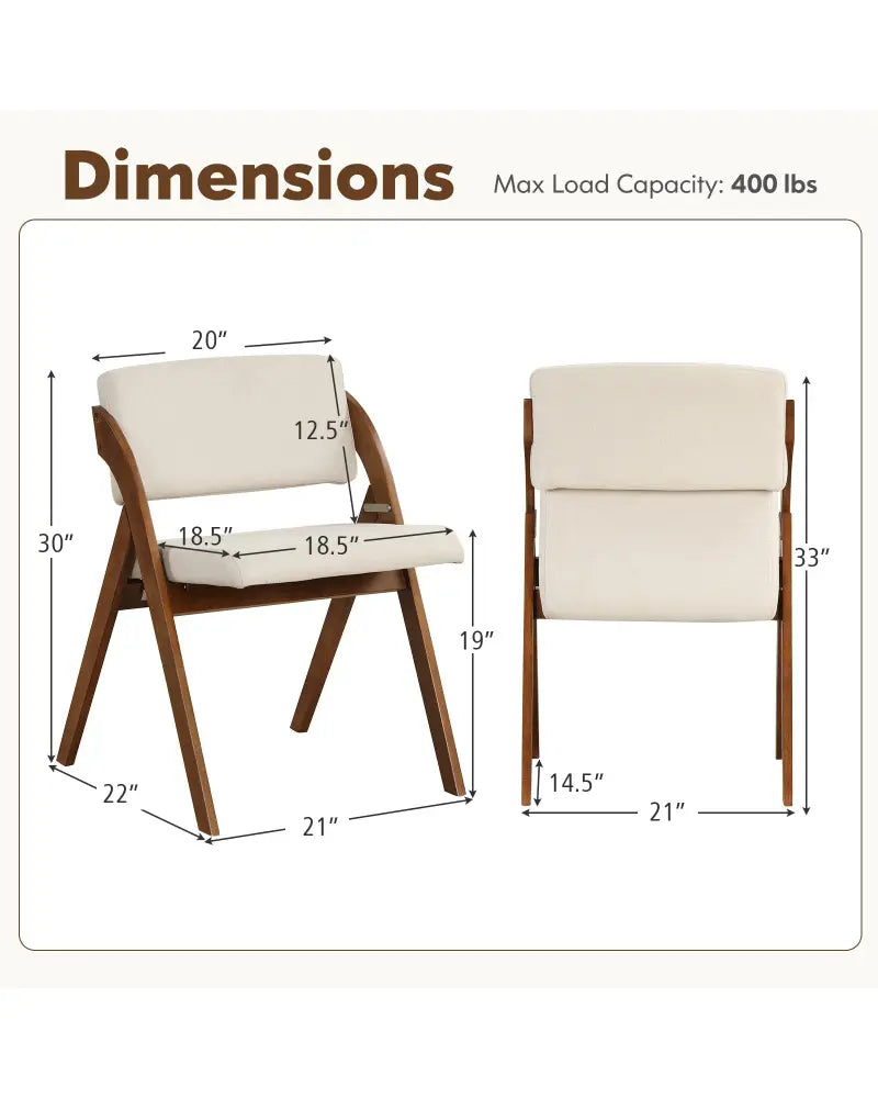 Set of 2 Folding Kitchen Dining Chairs with Rubber Wood Legs-Walnut - Walnut - Dining Chairs