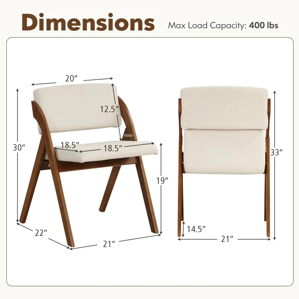 Set of 2 Folding Kitchen Dining Chairs with Rubber Wood Legs-Walnut - Walnut - Dining Chairs
